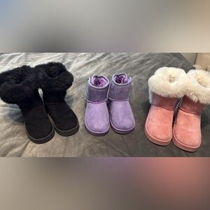 Lot of Girls size 13 boots Purple, pink and Black Fur-Lined Boots